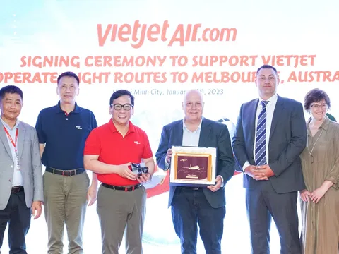 Lãnh đạo Vietjet cùng Bộ trưởng bang Victoria (Úc) công bố đường bay thẳng giữa TP Hồ Chí Minh và Melbourne từ ngày 31/3/2023