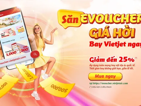 E-Voucher giá cực hấp dẫn, bay muôn nơi cùng Vietjet!